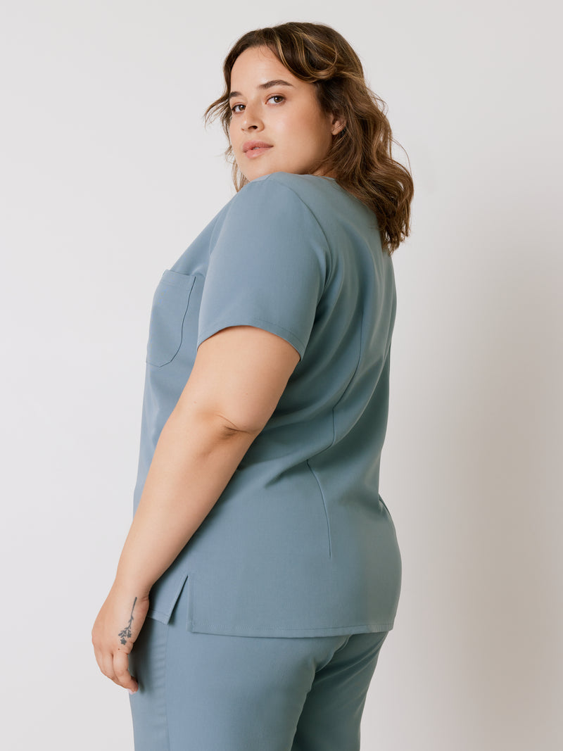 GABRIELLE RE-GARDE™ - GRIS OCÉANO - Blusa médica de un bolsillo - SILVADUR™ - VENTA FINAL