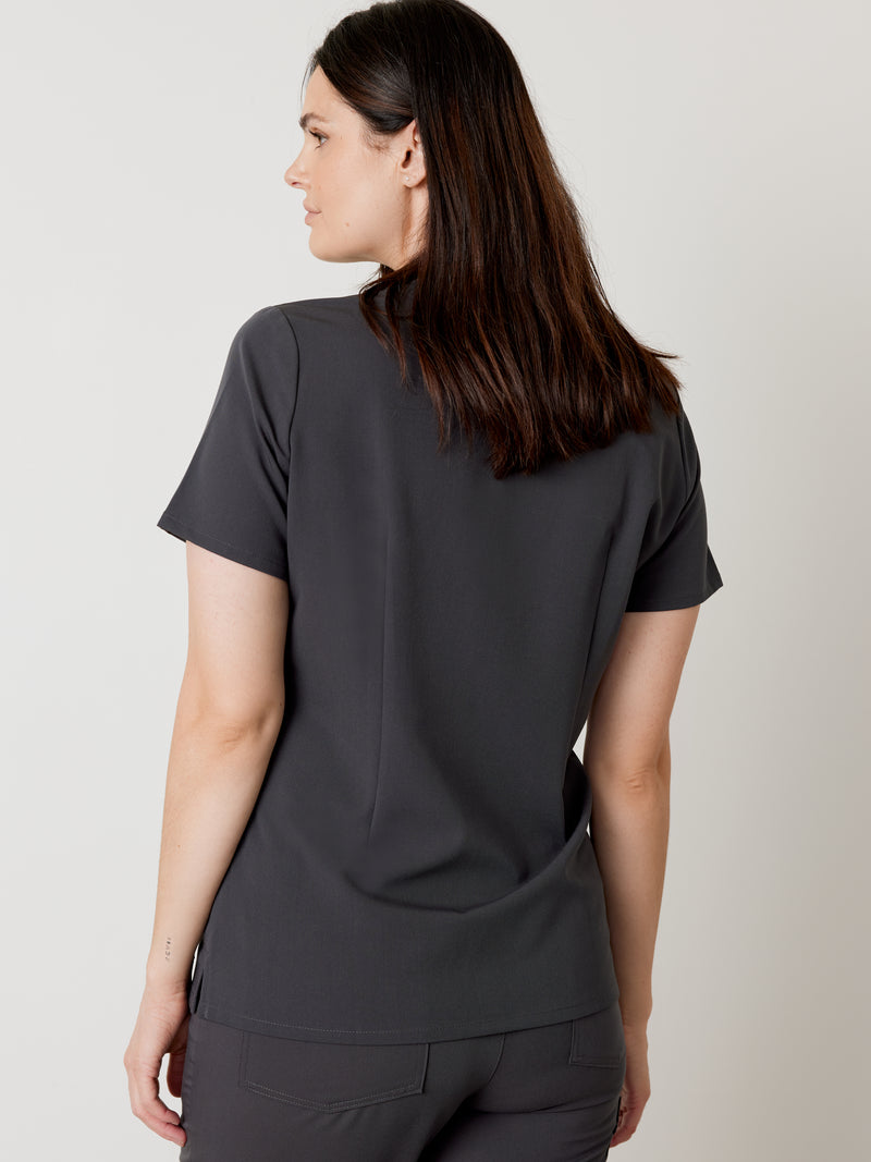 CHLOE RE-GARDE™ - CHARCOAL - Three Pockets Scrub Top - SILVADUR™
