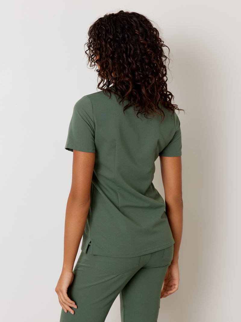 GABRIELLE RE-GARDE™ - EUCALYPTUS - One Pocket Scrub Top - SILVADUR™ - Final Sale