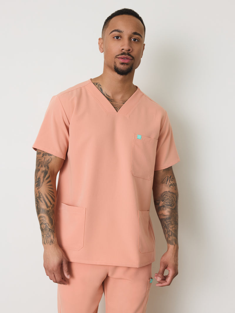 ZACK RE-GARDE™ - PEACH - Three Pockets Men's Scrub Top - SILVADUR™ - Final Sale