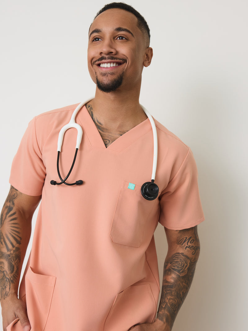 ZACK RE-GARDE™ - PEACH - Three Pockets Men's Scrub Top - SILVADUR™ - Final Sale