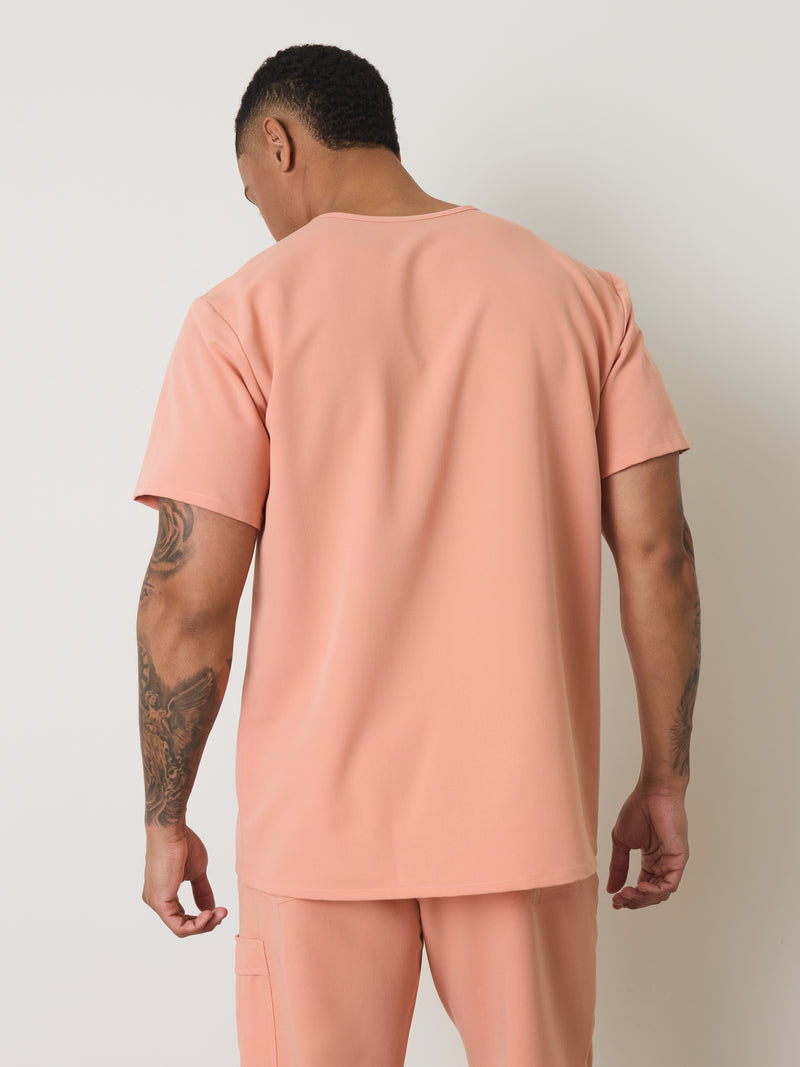 LOGAN RE-GARDE™ - PEACH - One Pocket Men's Scrub Top - SILVADUR™ - Final Sale