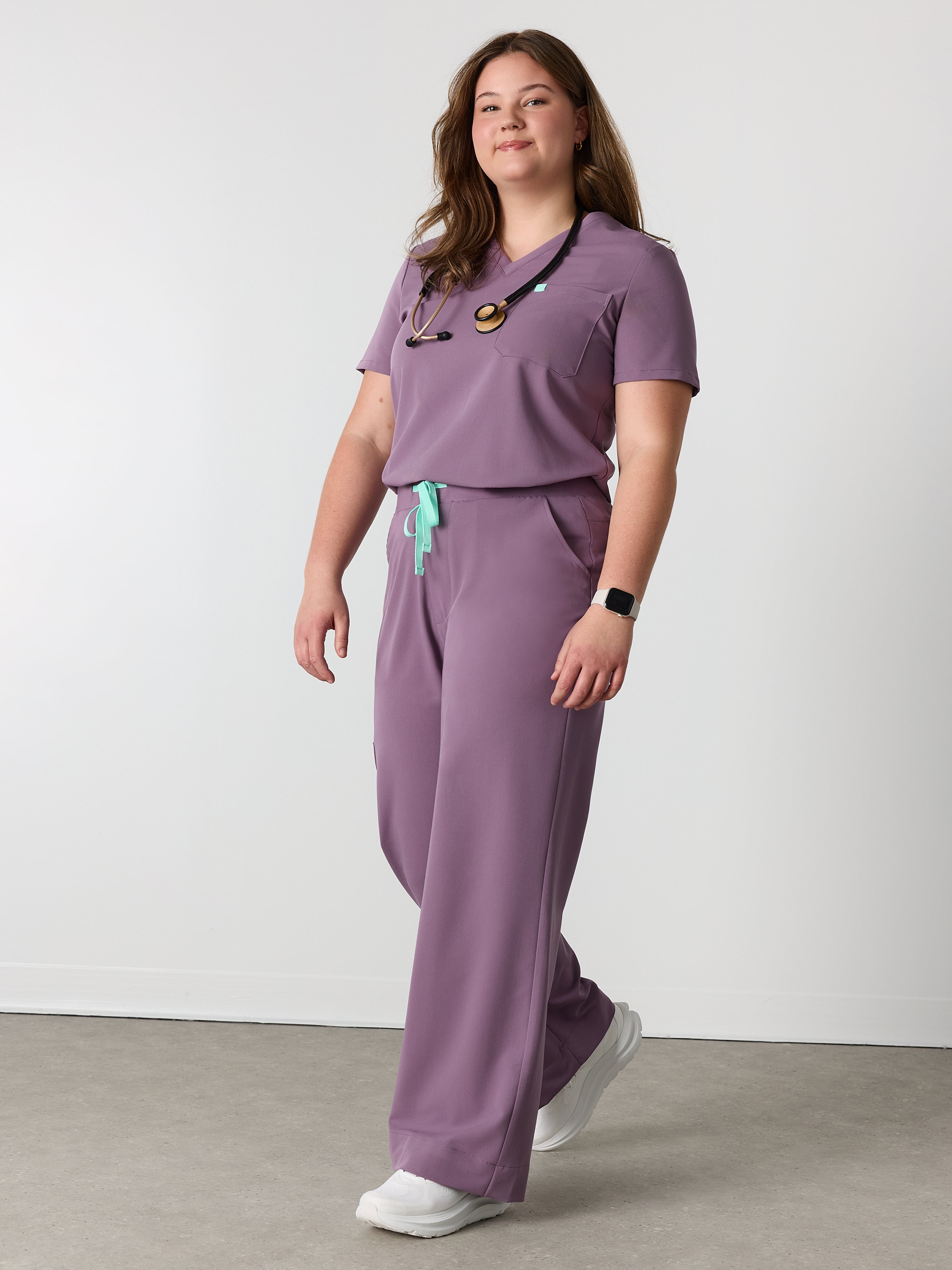 MILA RE-GARDE™ - DUSTY PURPLE - Wide Leg Scrub Pants