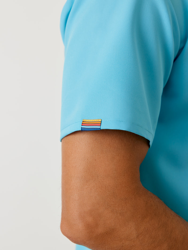 ZACK RE-GARDE™ - RETRO BLUE - Three Pockets Men's Scrub Top - Final Sale