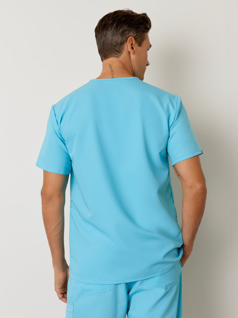 ZACK RE-GARDE™ - RETRO BLUE - Three Pockets Men's Scrub Top - Final Sale
