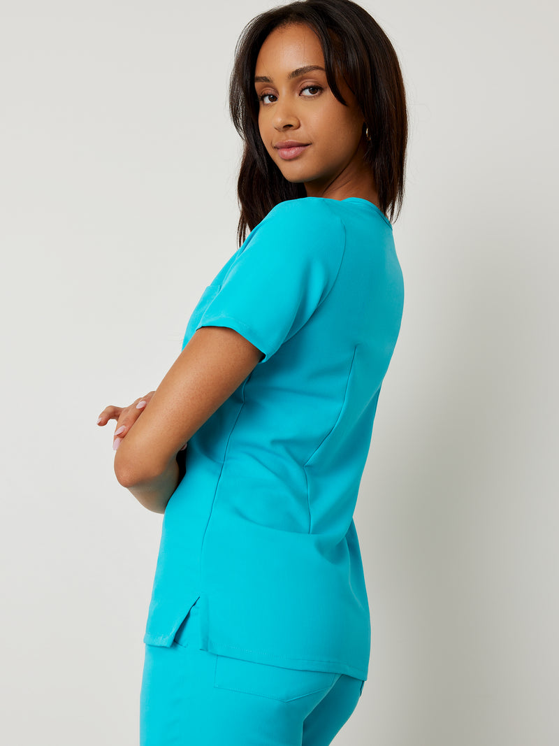 GABRIELLE RE-GARDE™- TURQUOISE - One Pocket Scrub Top - Final Sale