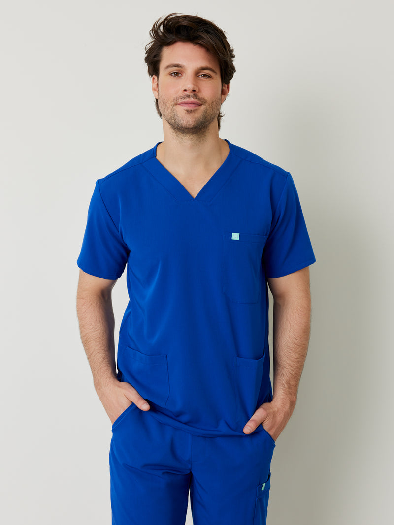 ZACK RE-GARDE™ - ROYAL BLUE - Three Pockets Men's Scrub Top - SILVADUR™
