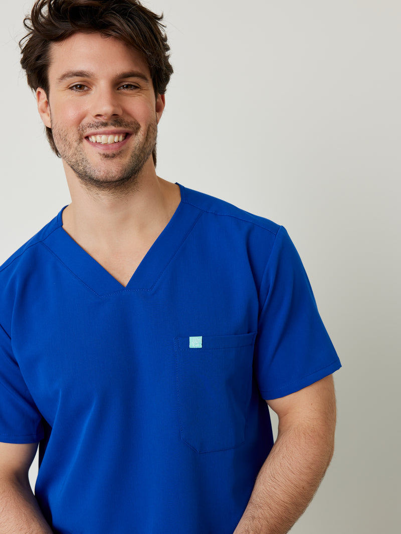 ZACK RE-GARDE™ - ROYAL BLUE - Three Pockets Men's Scrub Top - SILVADUR™