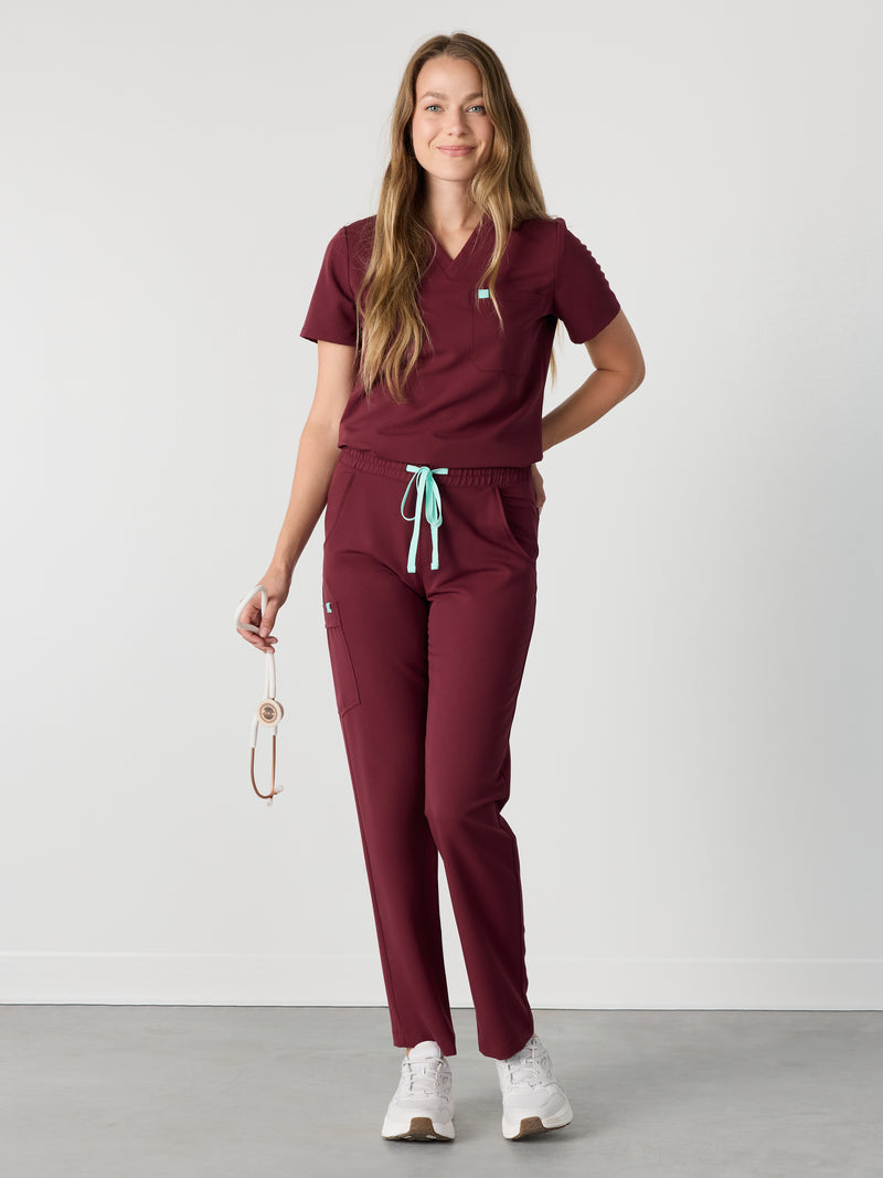 JULIETA RE-GARDE™ - BURGUNDY - Straight Cut Scrub Pants - SILVADUR™