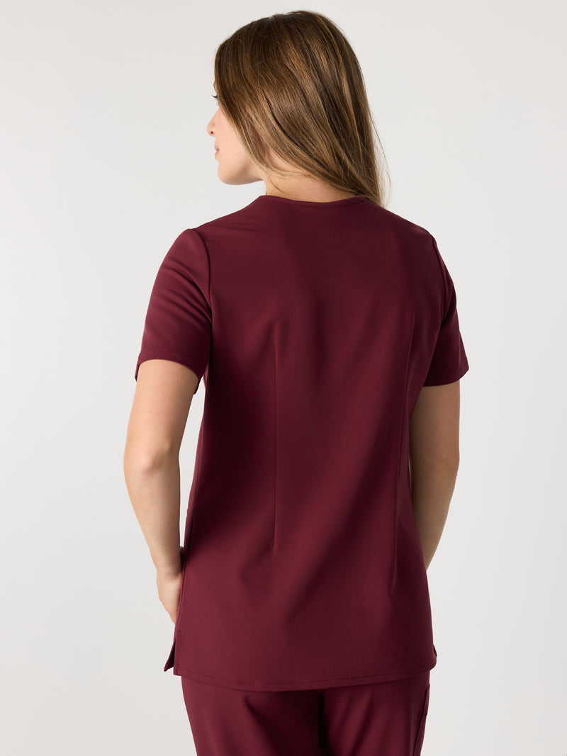 LIV RE-GARDE™ - BURGUNDY - Three Pockets Scrub Top - SILVADUR™