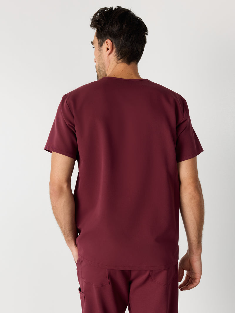 LOGAN RE-GARDE™ - BURGUNDY - One Pocket Men's Scrub Top - SILVADUR™