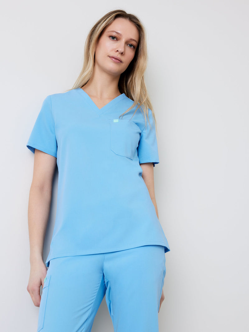GABRIELLE RE-GARDE™ - CLASSIC BLUE - One Pocket Scrub Top - SILVADUR™