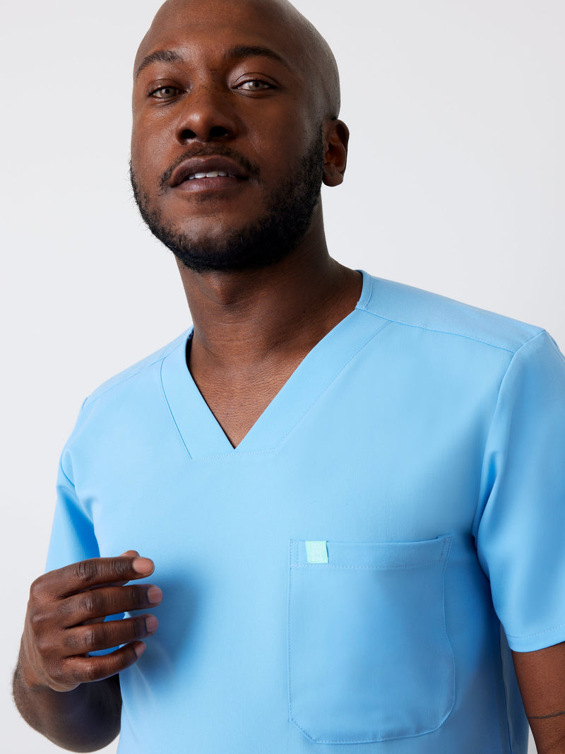 LOGAN RE-GARDE™ - CLASSIC BLUE - One Pocket Men's Scrub Top - SILVADUR™