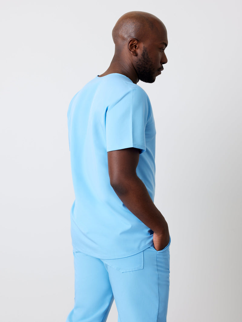 LOGAN RE-GARDE™ - CLASSIC BLUE - One Pocket Men's Scrub Top - SILVADUR™