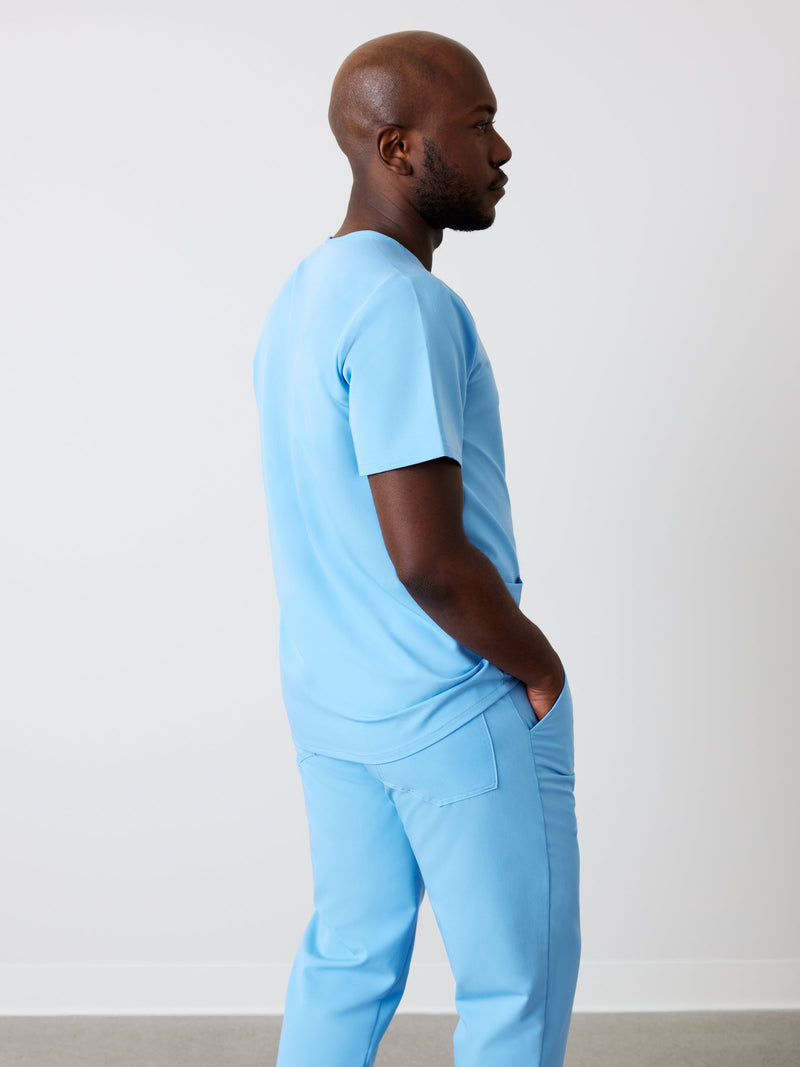 ZACK RE-GARDE™ - CLASSIC BLUE - Three Pockets Men's Scrub Top - SILVADUR™