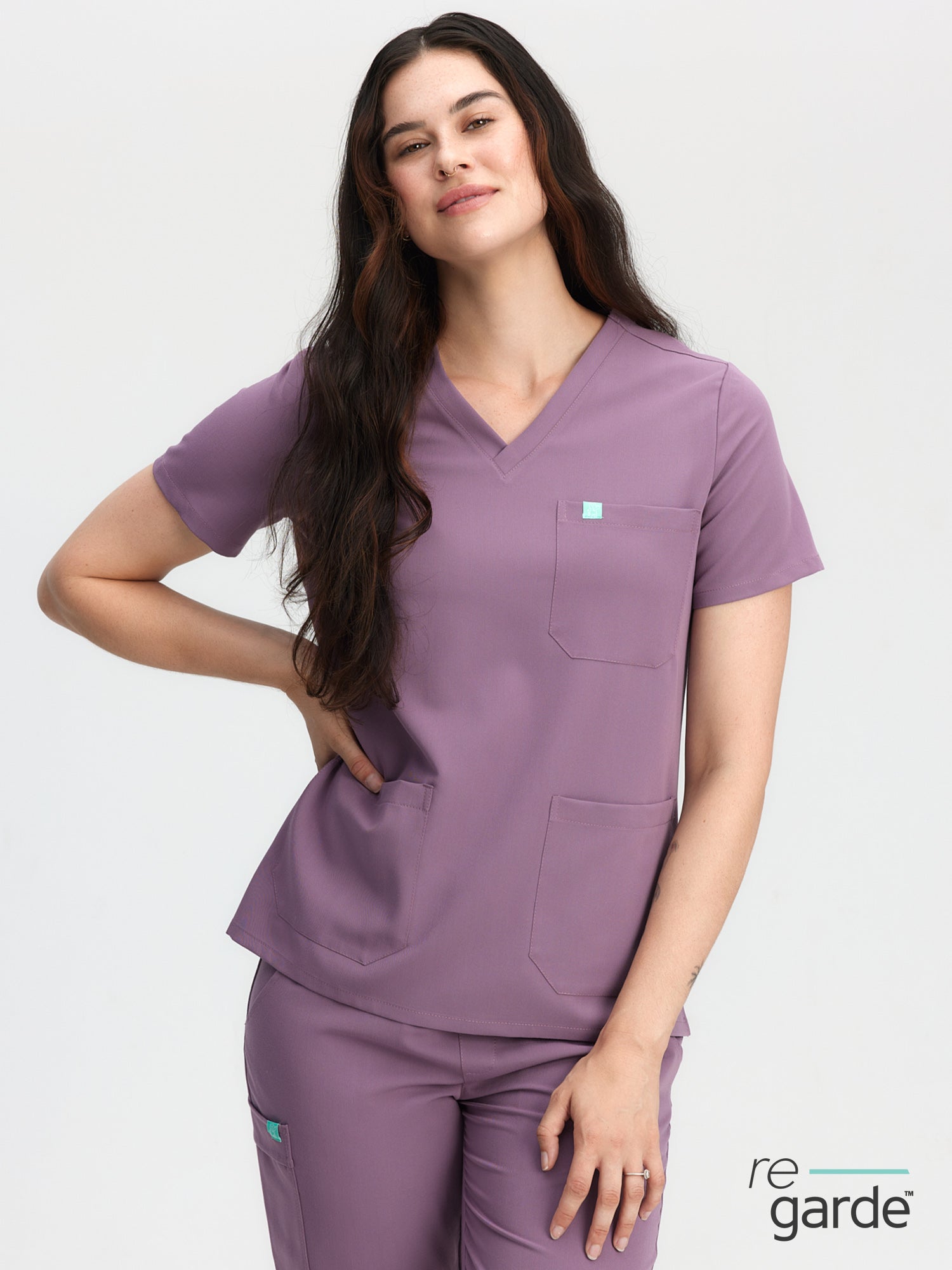 The Caswell - Purple Two-Pocket Scrub Top for Women