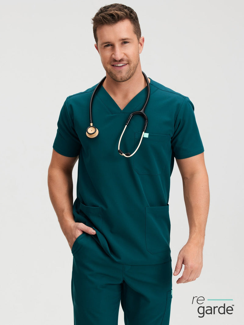 ZACK RE-GARDE™ - TEAL - Three Pockets Men's Scrub Top - SILVADUR™
