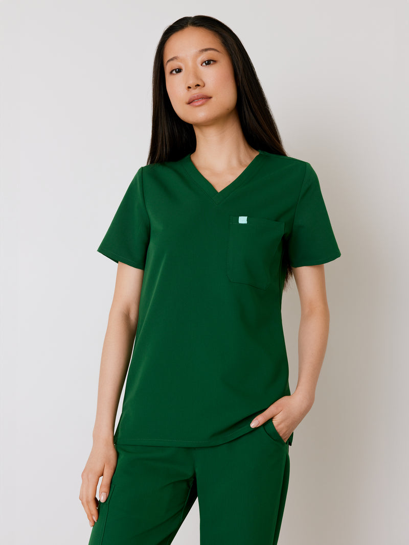 GABRIELLE RE-GARDE™ - EDEN GREEN - One Pocket Scrub Top - SILVADUR™