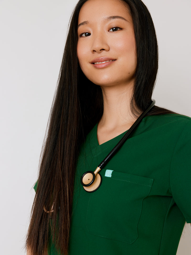 GABRIELLE RE-GARDE™ - EDEN GREEN - One Pocket Scrub Top - SILVADUR™