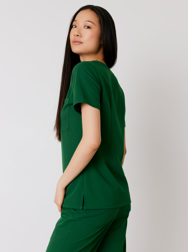 GABRIELLE RE-GARDE™ - EDEN GREEN - One Pocket Scrub Top - SILVADUR™