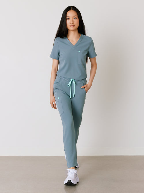 JULIETA RE-GARDE™ - OCEAN GREY - Straight Cut Scrub Pants - SILVADUR™