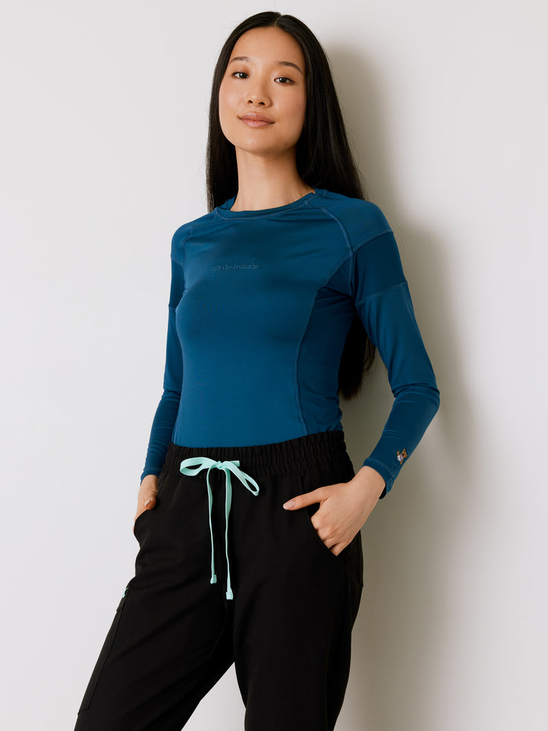 Women High-Performance Underscrub - Opal Blue - Long Sleeves