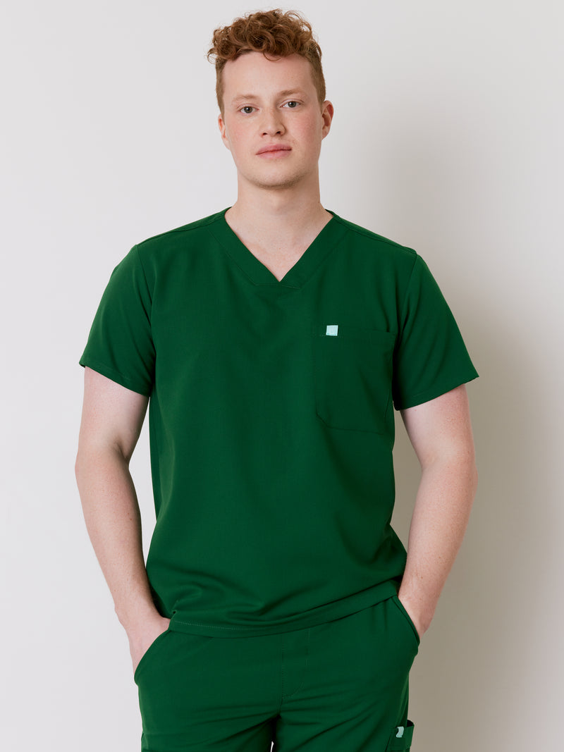 LOGAN RE-GARDE™ - EDEN GREEN - One Pocket Men's Scrub Top - SILVADUR™