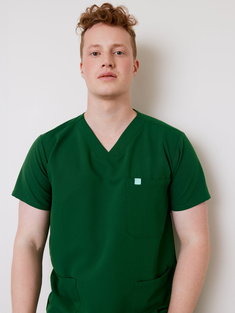 ZACK RE-GARDE™ - EDEN GREEN - Three Pockets Men's Scrub Top - SILVADUR™