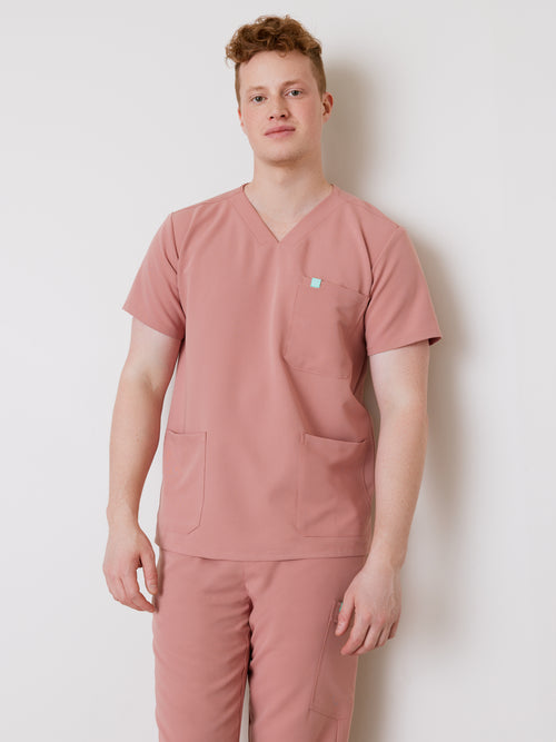 ZACK RE-GARDE™ - BLUSH - Three Pockets Men's Scrub Top - SILVADUR™