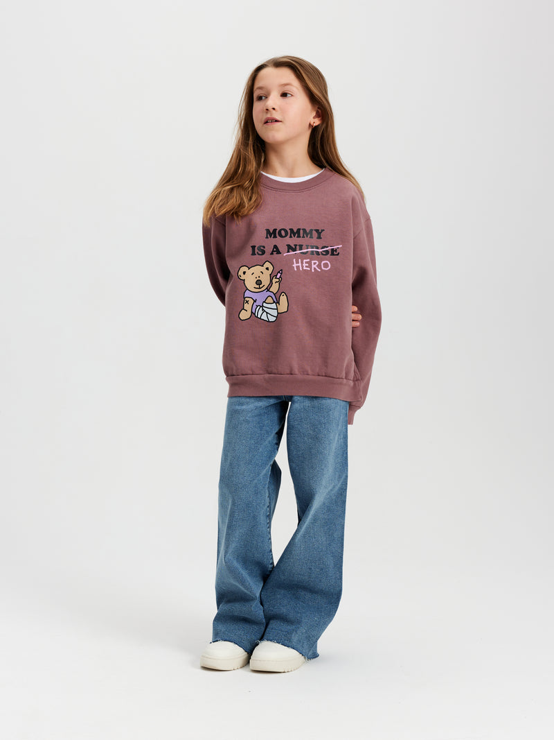 Kids Crewneck - Mommy is a hero - Antique Rose