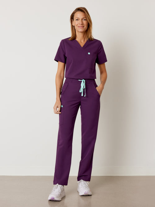 JULIETA RE-GARDE™ - PLUM - Straight Cut Scrub Pants - SILVADUR™