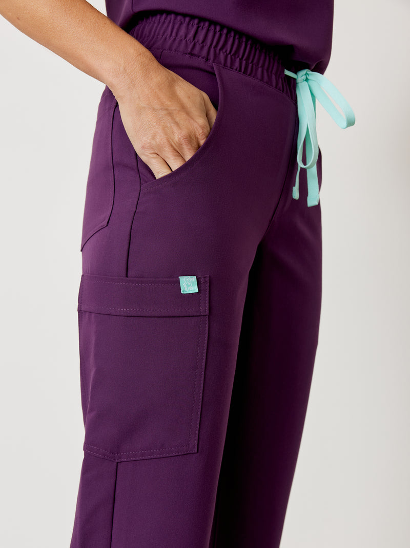 JULIETA RE-GARDE™ - PLUM - Straight Cut Scrub Pants - SILVADUR™