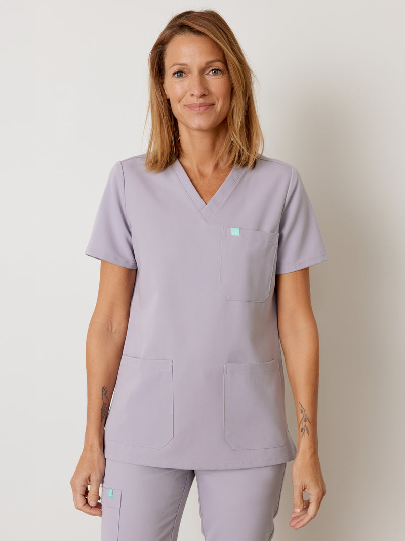 CHLOE RE-GARDE™ - PEARL - Three Pockets Scrub Top - SILVADUR™