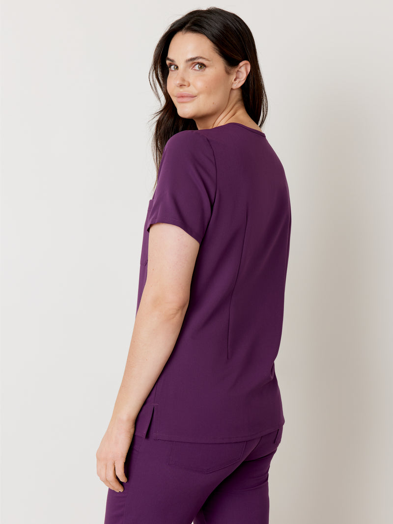 GABRIELLE RE-GARDE™ - PLUM - One Pocket Scrub Top - SILVADUR™