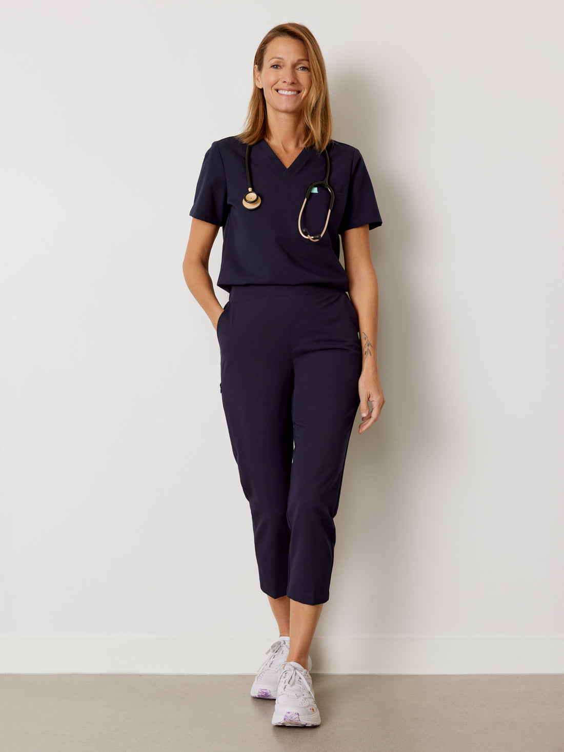 EVA RE-GARDE™ - AZUL MARINO - Pantalón médico 7/8 - SILVADUR™