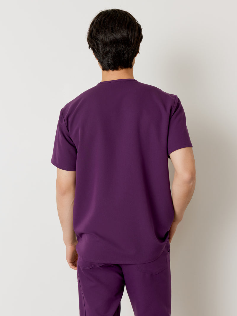 ZACK RE-GARDE™ - PLUM - Three Pockets Men's Scrub Top - SILVADUR™