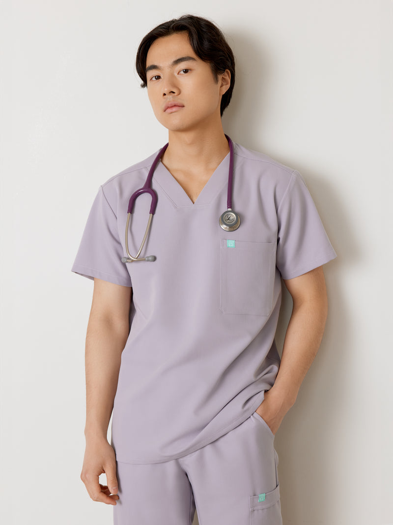 LOGAN RE-GARDE™ - PEARL - One Pocket Men's Scrub Top - SILVADUR™