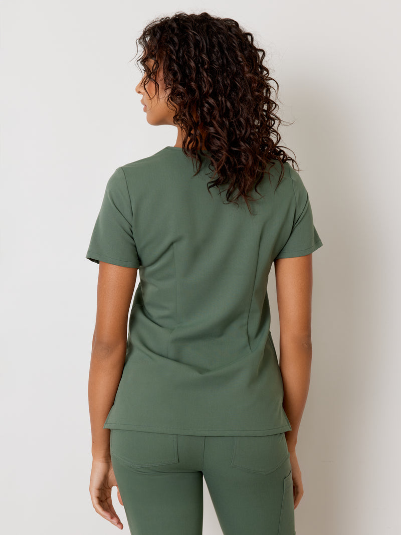 CHLOE RE-GARDE™ - EUCALYPTUS - Three Pockets Scrub Top - SILVADUR™