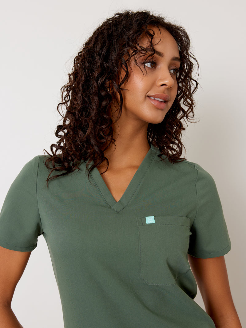 GABRIELLE RE-GARDE™ - EUCALYPTUS - One Pocket Scrub Top - SILVADUR™