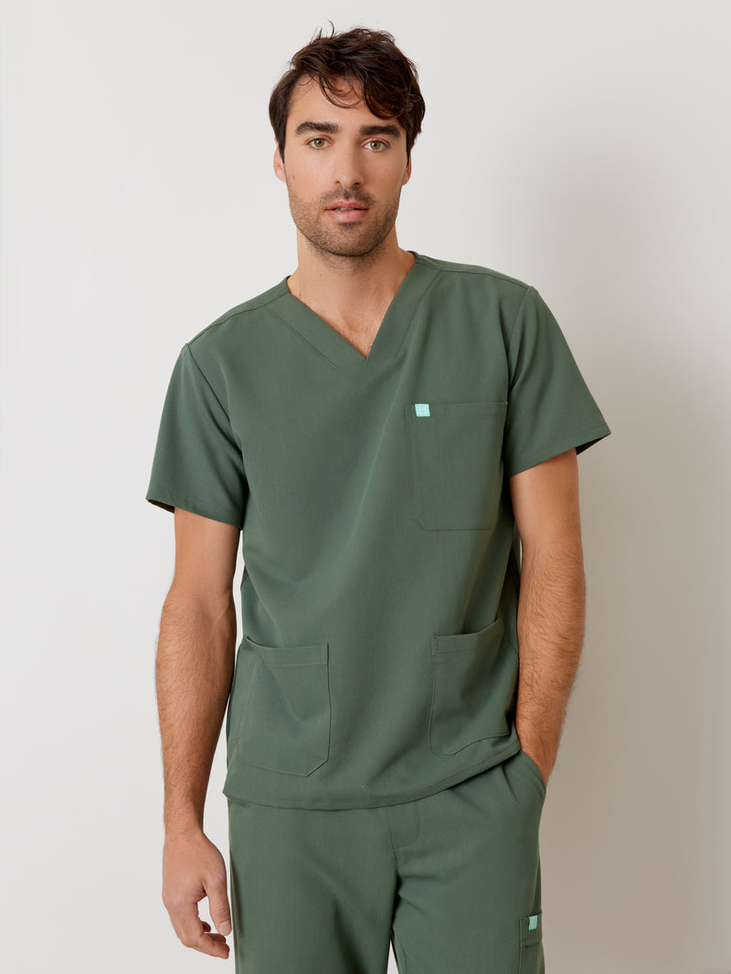 ZACK RE-GARDE™ - EUCALYPTUS - Three Pockets Men's Scrub Top - SILVADUR™