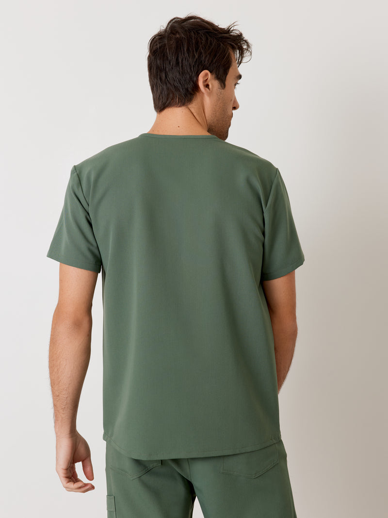 ZACK RE-GARDE™ - EUCALYPTUS - Three Pockets Men's Scrub Top - SILVADUR™