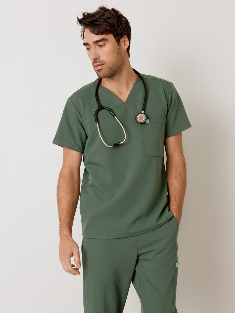 LOGAN RE-GARDE™ - EUCALYPTUS - One Pocket Men's Scrub Top - SILVADUR™