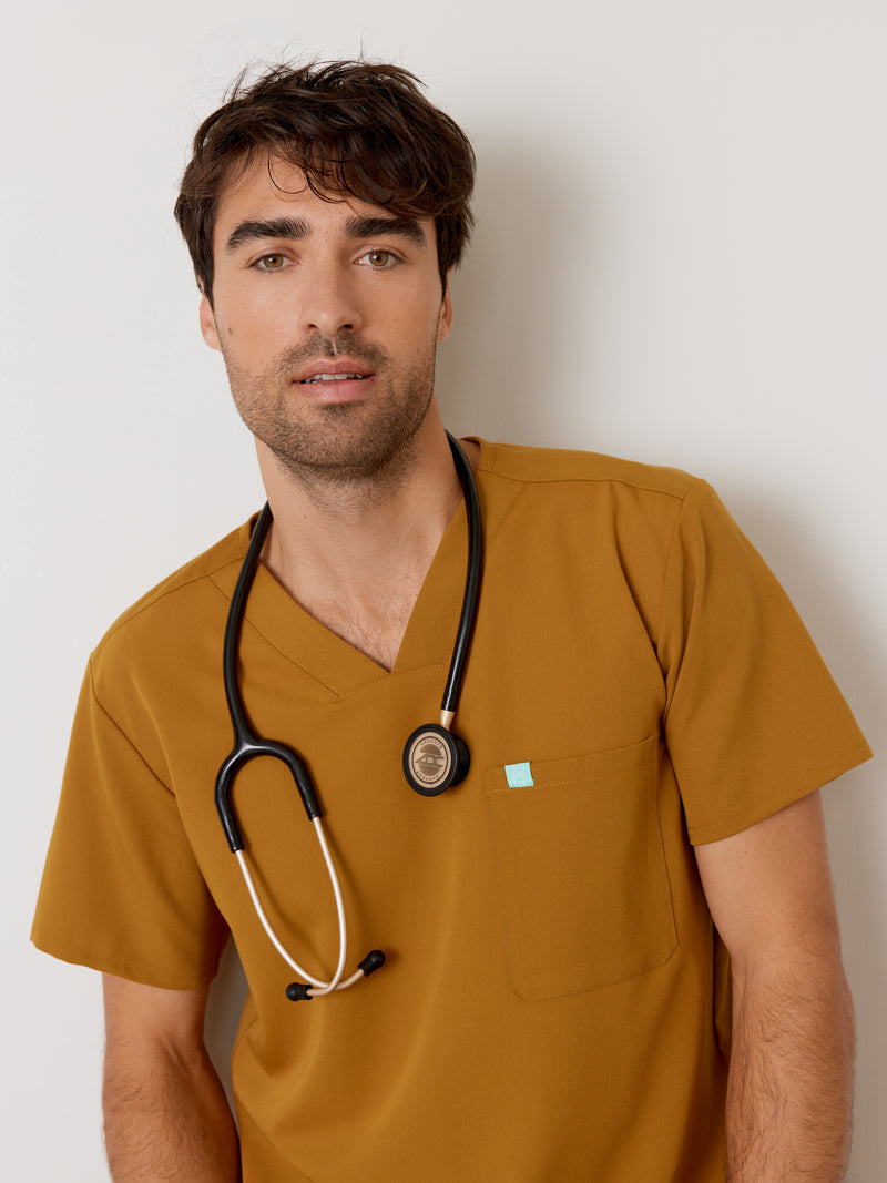 LOGAN RE-GARDE™ - BRONZE - One Pocket Men's Scrub Top - SILVADUR™