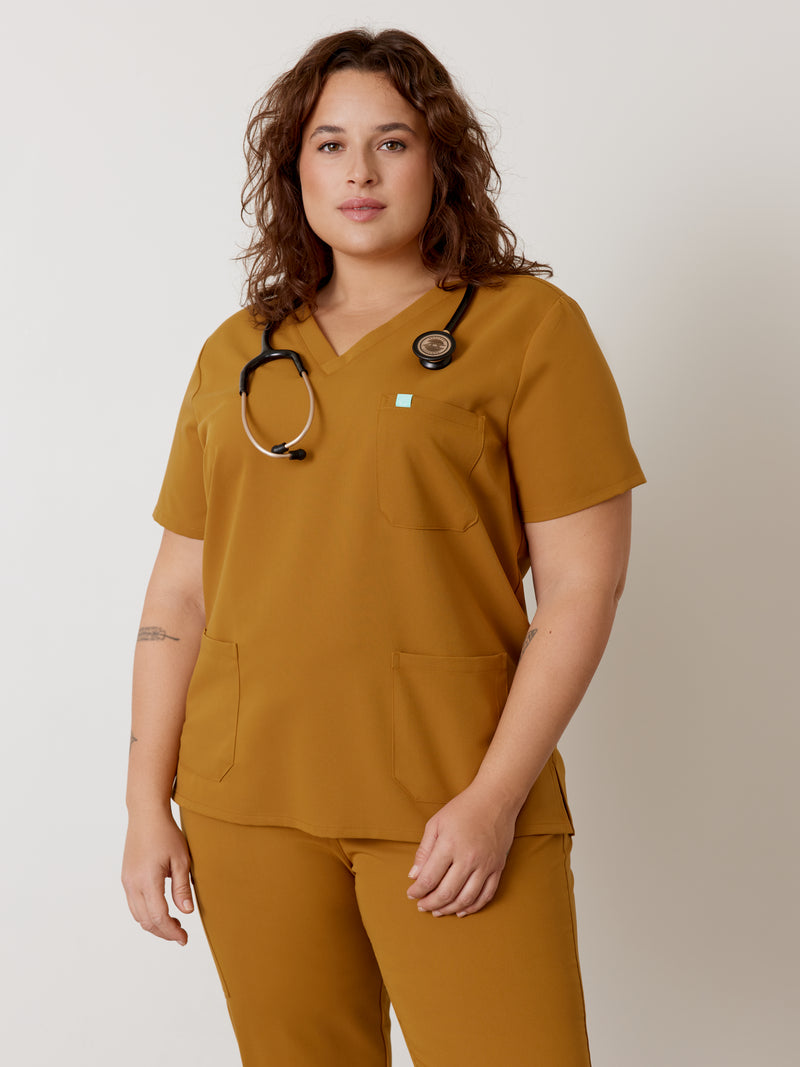 CHLOE RE-GARDE™ - BRONZE - Three Pockets Scrub Top - SILVADUR™