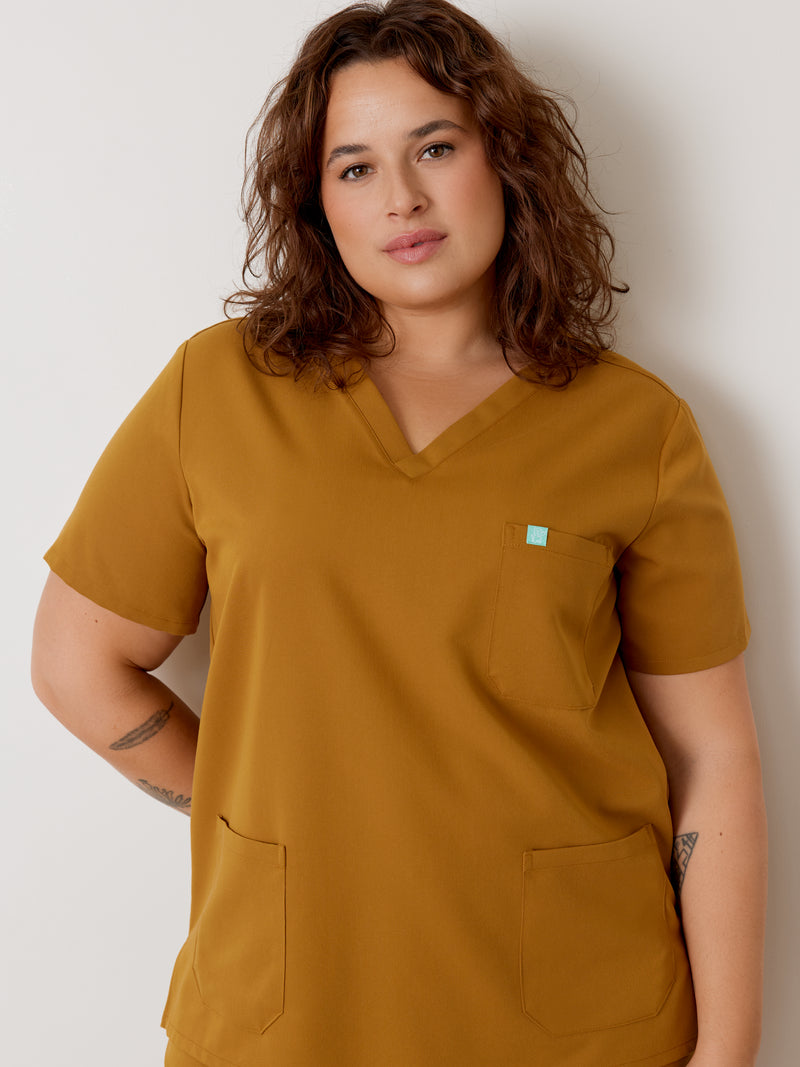 CHLOE RE-GARDE™ - BRONZE - Three Pockets Scrub Top - SILVADUR™