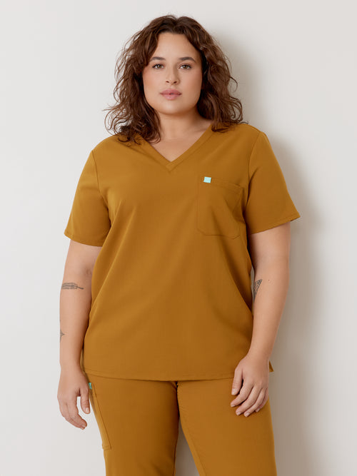 GABRIELLE RE-GARDE™ - BRONZE - One Pocket Scrub Top - SILVADUR™