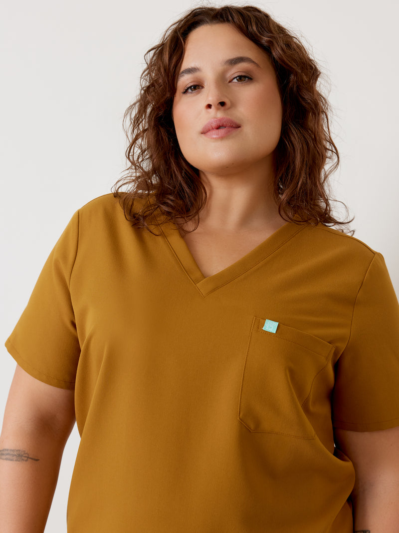 GABRIELLE RE-GARDE™ - BRONZE - One Pocket Scrub Top - SILVADUR™