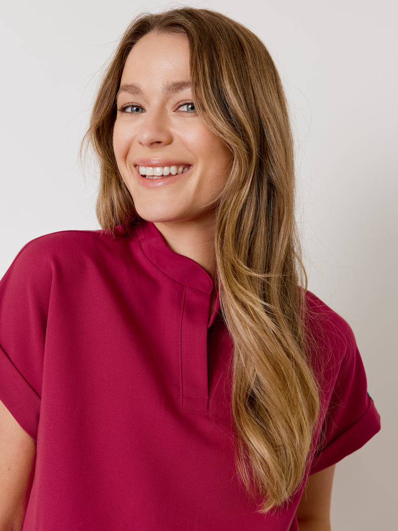 CHARLIE RE-GARDE™ - WILD BERRY - Mandarine Collar Scrub Top - SILVADUR™