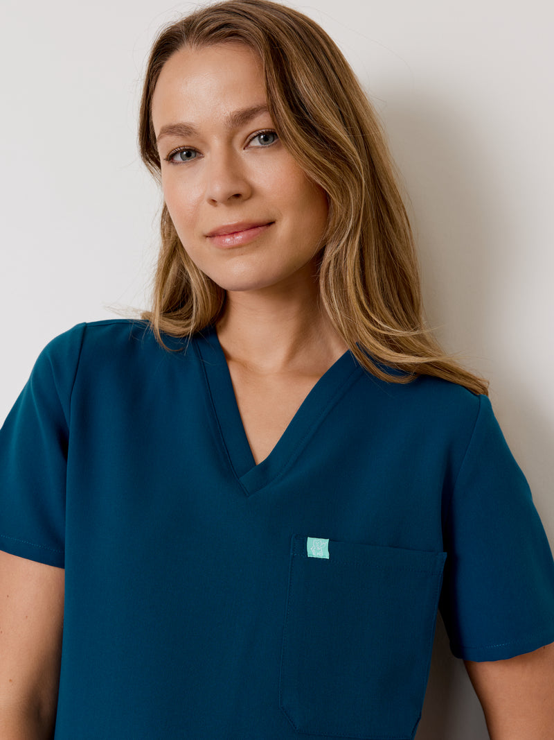 GABRIELLE RE-GARDE™ - OPAL BLUE - One Pocket Scrub Top - SILVADUR™