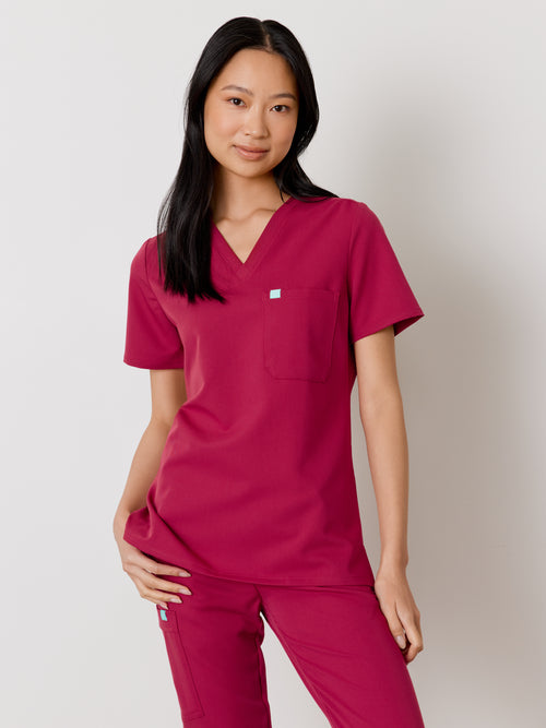 GABRIELLE RE-GARDE™ - WILD BERRY - One Pocket Scrub Top - SILVADUR™